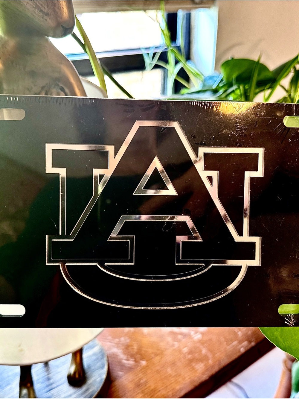 NEW Auburn Tigers AU Black Silver Mirrored Acrylic License Plate Car Tag